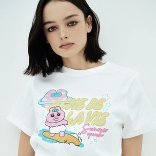 WOMAN SURFING OPANCHU STANDARD SHORT SLEEVE T-SHIRT WHITE