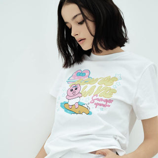 WOMAN SURFING OPANCHU STANDARD SHORT SLEEVE T-SHIRT WHITE