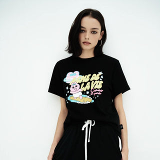 WOMAN SURFING OPANCHU STANDARD SHORT SLEEVE T-SHIRT BLACK
