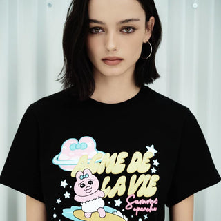 WOMAN SURFING OPANCHU STANDARD SHORT SLEEVE T-SHIRT BLACK
