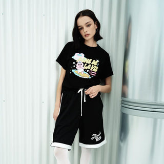 WOMAN SURFING OPANCHU STANDARD SHORT SLEEVE T-SHIRT BLACK