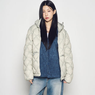 LIGHTWEIGHT QUILTED DUCK DOWN JACKET LIGHT GRAY