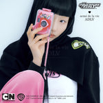 Load image into Gallery viewer, The Powerpuff Girls x acmedelavie heart cut-out needlework bolero hoodie BLACK
