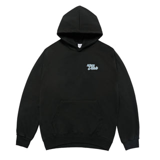 ROUND SCRIPT BOUCLE LOGO HOODIE BLACK