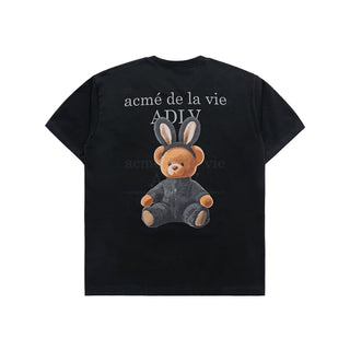 RABBIT BEAR DOLL LOGO SHORT SLEEVE T-SHIRT BLACK