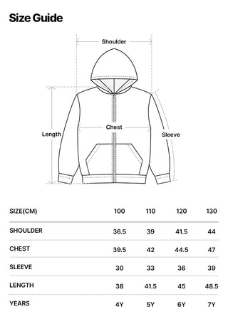 KIDS BASIC AC BEAR HOODIE ZIP UP BLACK
