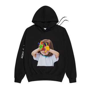 ADLV BABY FACE HOODIE BLACK COLORFUL HANDS