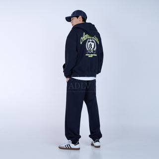 A LOGO SYMBOL PRINTING HOODIE ZIP UP NAVY