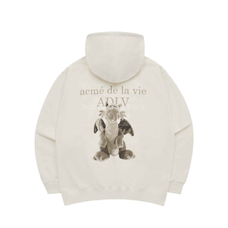 FUZZY DRAGON ARTWORK HOODIE CREAM