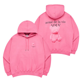 FUZZY BEAR HOODIE DARK PINK