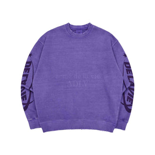 STAR LOGO PIGMENT DAMAGE SWEAT SHIRT PURPLE