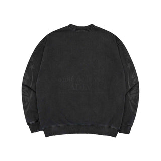 STAR LOGO PIGMENT DAMAGE SWEAT SHIRT CHARCOAL