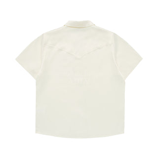 SYMBOL LOGO SATIN SHORT SLEEVE SHIRT CREAM