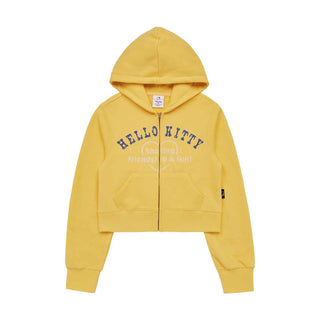 acme de la vie / Sanrio HELLO KITTY LETTERING CROP HOODIE ZIP UP YELLOW