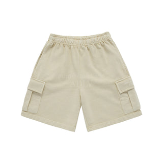 BASIC LOGO PIGMENT WASHING CARGO SHORT PANTS BEIGE