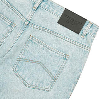 DESTROYED WASHING SPRAY DENIM PANTS LIGHT BLUE