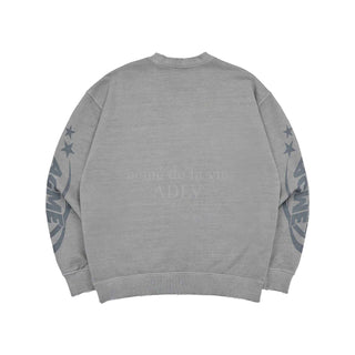 STAR LOGO PIGMENT DAMAGE SWEAT SHIRT GRAY