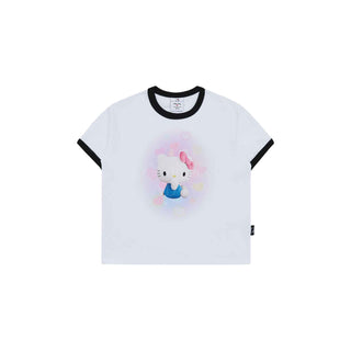 acme de la vie / Sanrio HELLO KITTY 3D ARTWORK MIDDLE CROP SHORT SLEEVE T-SHIRT WHITE