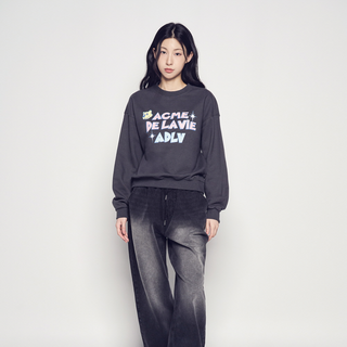 WOMAN AC BEAR CANDY CROP SWEATSHIRT CHARCOAL