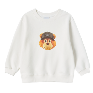 KIDS 3D AC BEAR FACE SWEATSHIRT CREAM