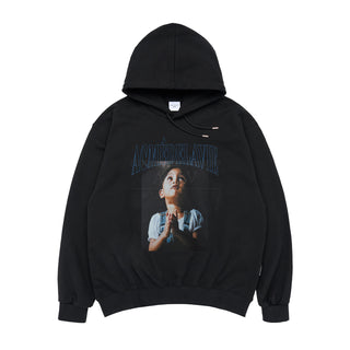 DTP PRAY GIRL BABY FACE HOODIE BLACK