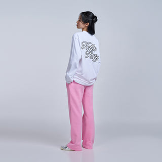 acme de la vie / Sanrio HELLO KITTY LETTERING BOOTS CUT PANTS PINK