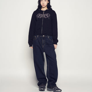 TAPERED FIT WASHING DENIM PANTS BLACK