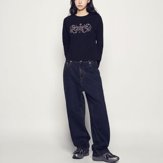 TAPERED FIT WASHING DENIM PANTS BLACK