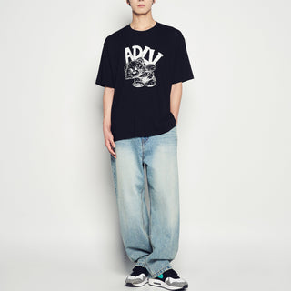 TAPERED FIT WASHING DENIM PANTS BLUE