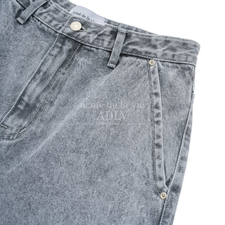 DOUBLE POCKET DENIM SHORT PANTS GREY