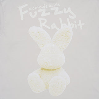 DOODLE FUZZY RABBIT SHORT SLEEVE T-SHIRT GREY