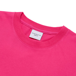 SCRIPT EMBOSSING CHAIN NEEDLEWORK SHORT SLEEVE T-SHIRT PINK