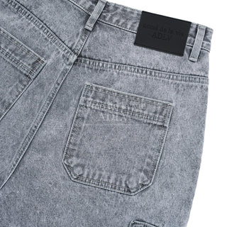 DOUBLE POCKET DENIM SHORT PANTS GREY