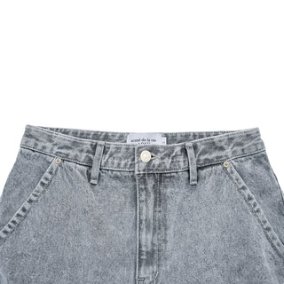 DOUBLE POCKET DENIM SHORT PANTS GREY