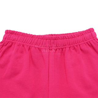 SCRIPT EMBOSSING CHAIN NEEDLEWORK SHORT PANTS PINK