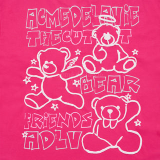 BEAR FRIENDS DOODLE ARTWORK SHORT SLEEVE T-SHIRT PINK