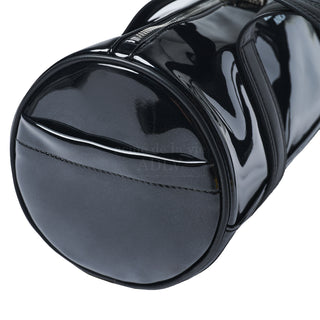 ENAMEL DUFFEL SHOULDER BAG BLACK