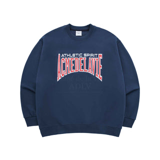 VARSITY LOGO EMBOSSING NEEDLEWORK SWEATSHIRT NAVY