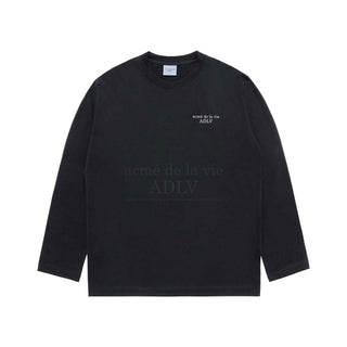 BASIC LOGO NEEDLEWORK LONG SLEEVE T-SHIRT BLACK