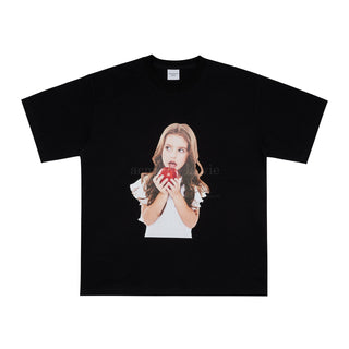 BABY FACE APPLE GIRL SHORT SLEEVE T-SHIRT BLACK