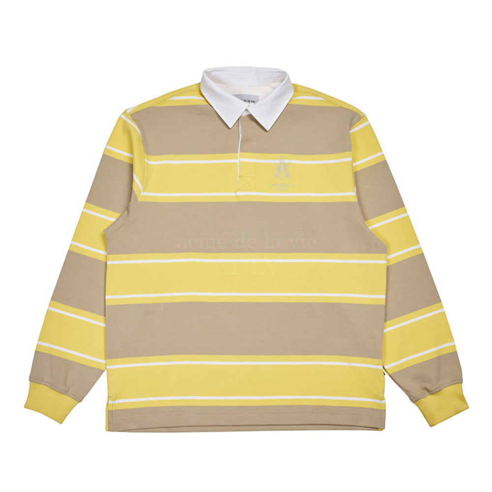 BELI SWEATER ADLV A LOGO EMBROIDERY STRIPE PATTERN POLO SHIRT YELLOW
