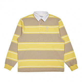 A LOGO EMBROIDERY STRIPE PATTERN POLO SHIRT YELLOW