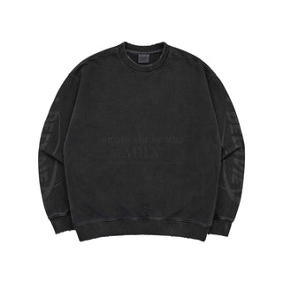 STAR LOGO PIGMENT DAMAGE SWEAT SHIRT CHARCOAL