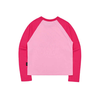 acme de la vie / Sanrio HELLO KITTY LETTERING RAGLAN LONG SLEEVE T-SHIRT PINK