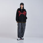 Load image into Gallery viewer, FRONT FULL LOGO SPRAY WASHING HOODIE ZIP UP BLACK
