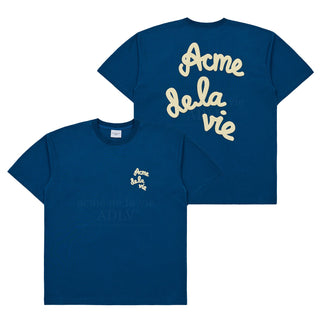 EMBOSSING SCRIPT LOGO SHORT SLEEVE T-SHIRT BLUE GREEN