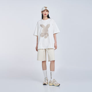 CREAM FUZZY RABBIT SHORT SLEEVE T-SHIRT CREAM