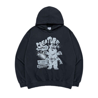 CYL4AS CREATURE DESTROYED HOODIE CHARCOAL