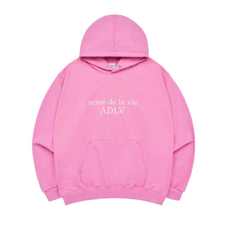 BASIC LOGO RIVET POINT HOODIE PINK