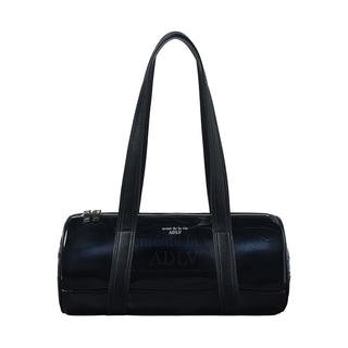 ENAMEL DUFFEL SHOULDER BAG BLACK